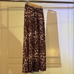 Leopard Print Maxi Skirt - Brown Animal Print